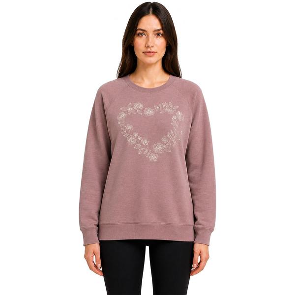 Womens Angels Forever Young Long Sleeve Floral Heart Sweatshirt