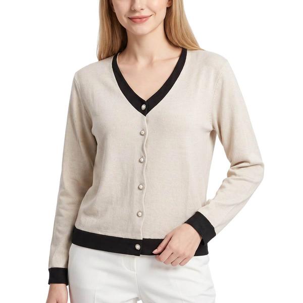 Womens NY Collection Long Sleeve Pearl Button Pullover - image 