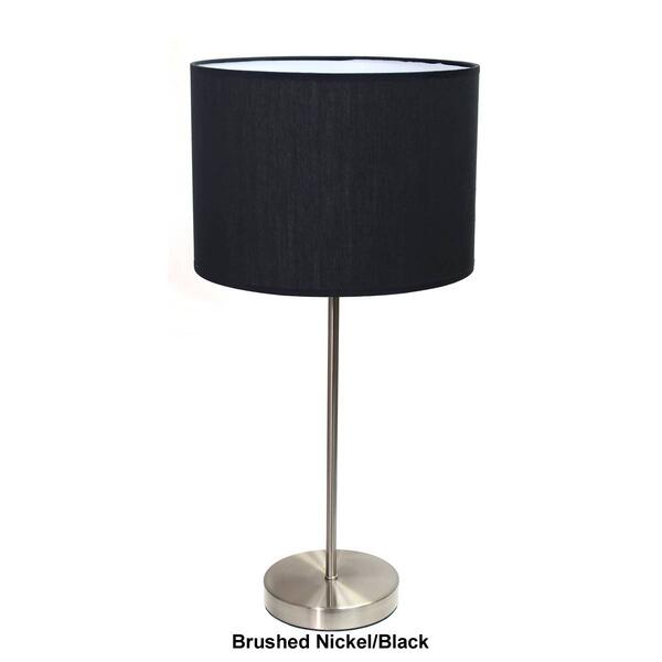 Simple Designs Brushed Nickel Stick Lamp w/Fabric Drum Shade