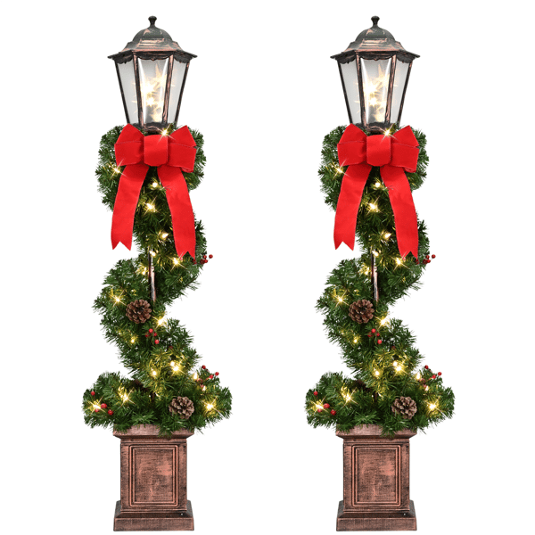 Puleo International 4ft LED Warm White Adorned Lamp Post Set of 2 - image 