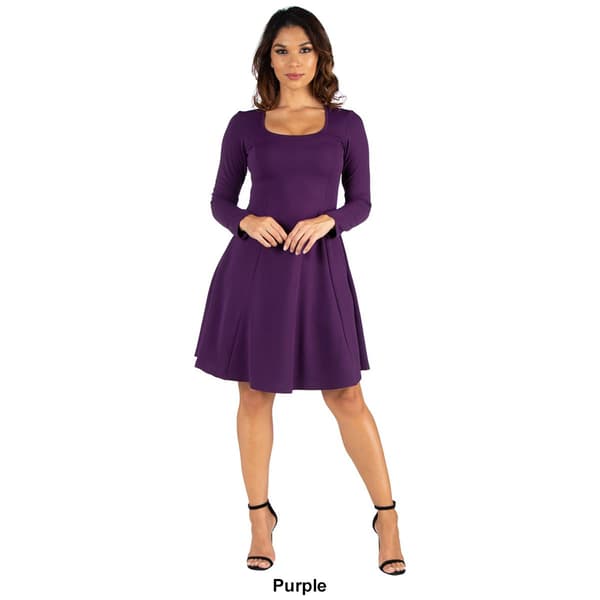 Womens 24/7 Comfort Apparel Long Sleeve Skater Dress