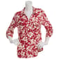 Womens Emily Daniels 3/4 Sleeve Floral 2 Pocket Henley Blouse - image 2