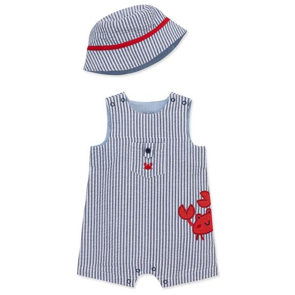 Baby Boy &#40;3-12M&#41; Little Me Crab Sunsuit & Hat - image 