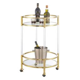 Convenience Concepts Royal Crest 2-Tier Round Glass Bar Cart