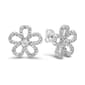 18kt. White Gold Plated CZ Flower Stud Earrings - image 1