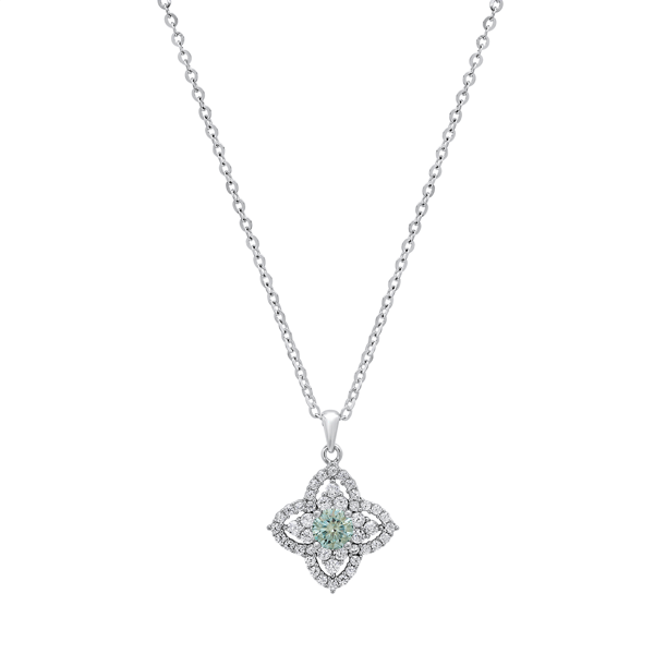 Saffron 0.5ctw. Turquoise Moissanite Diamond Pendant Necklace - image 