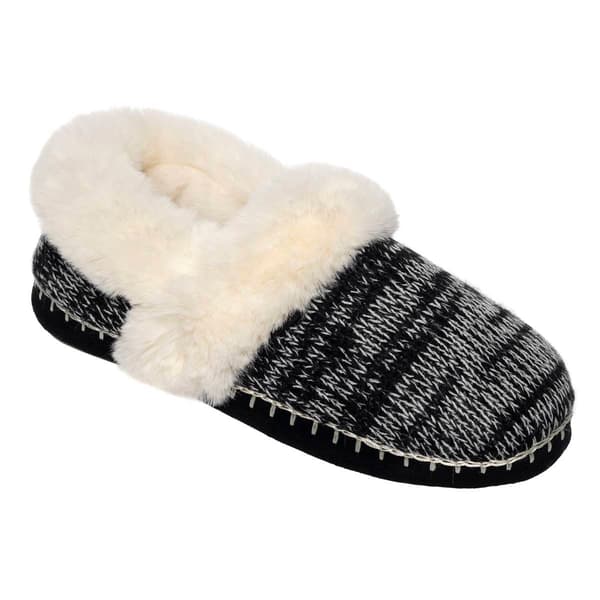 Womens Cuddl Duds(R) Twist Knit Faux Fur Collar Slippers