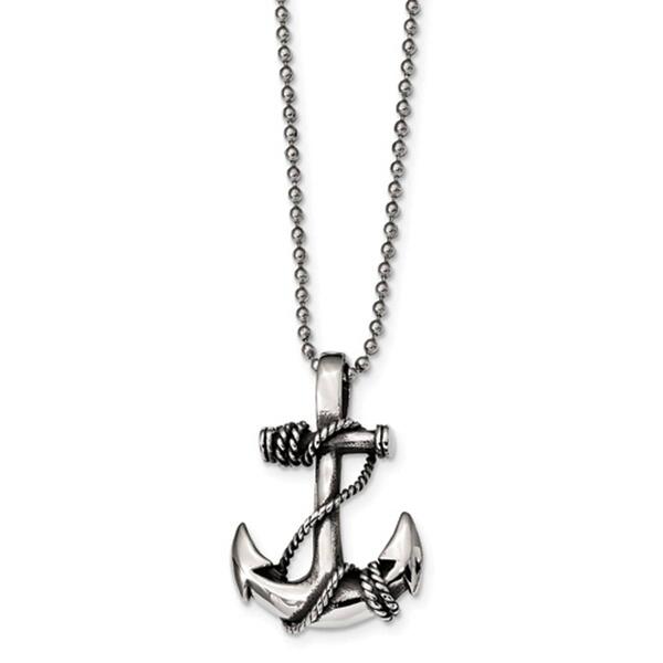Mens Gentlemen's Classics&#40;tm&#41; Antiqued & Polished Anchor Necklace - image 
