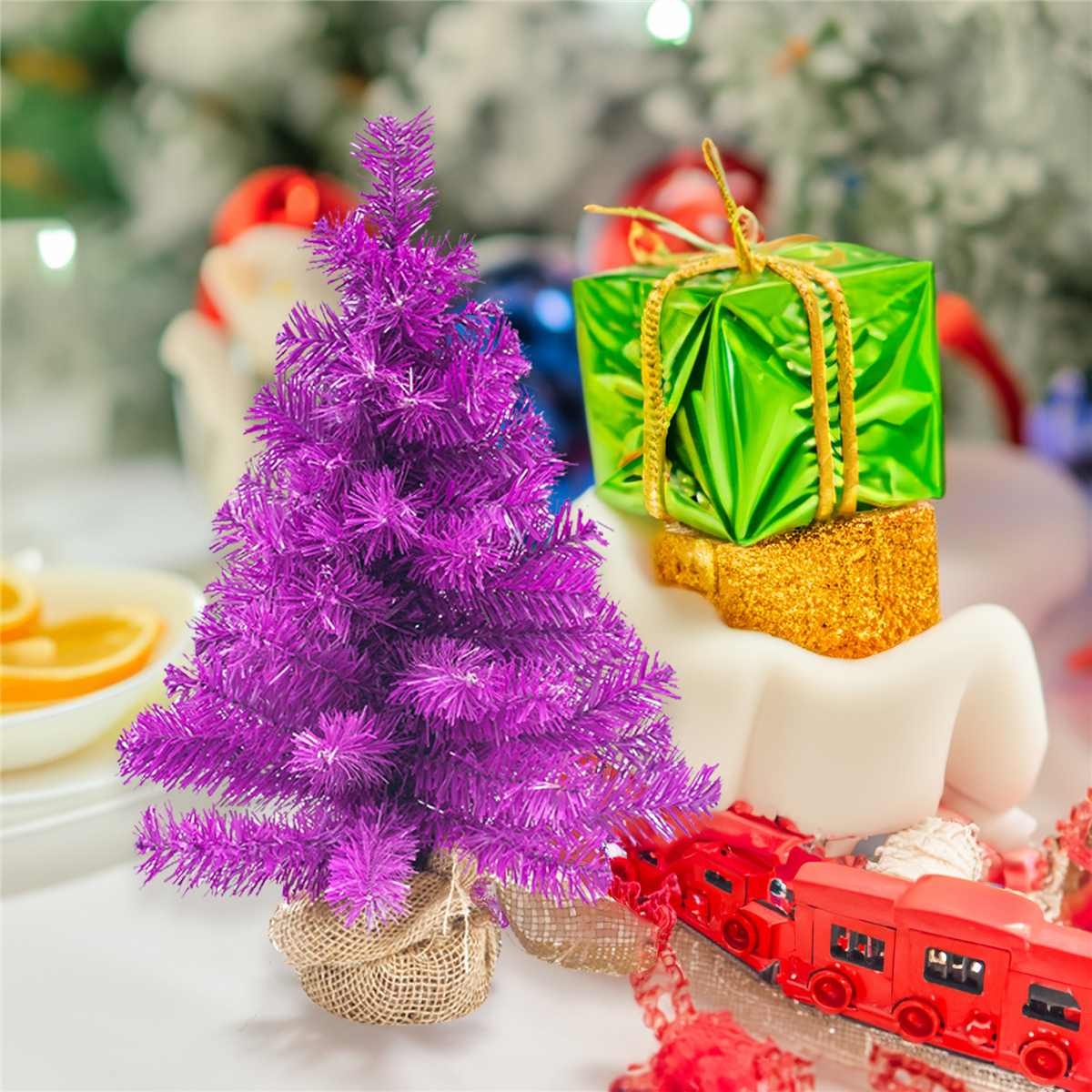 Northlight 18in. Purple Pine Christmas Tree in Natural Jute Base