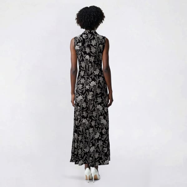 Womens MSK Sleeveless Floral Half Zip Neck Maxi Dress