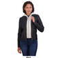 Womens Sebby Faux Leather Scuba w/Fleece Hoodie Jacket - image 2