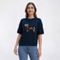 Womens Rio & Rian Drop Shoulder Sequin Weiner Dog Sweater - image 1
