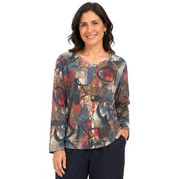 Petites Ali Miles Long Sleeve Round Neck Circle Abtract Center B
