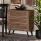 Baxton Studio Calida Finish Wood/Rattan 3-Drawer Nightstand - image 7
