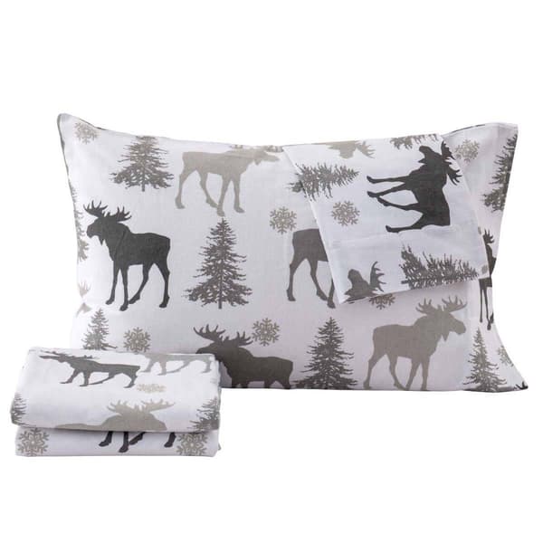 Freshfolds Cotton Moose Winter 4pc. Flannel Sheet Set
