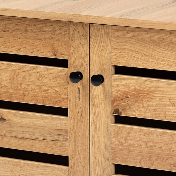 Baxton Studio Gisela Oak Brown Wood 2-Door Shoe Storage Cabinet