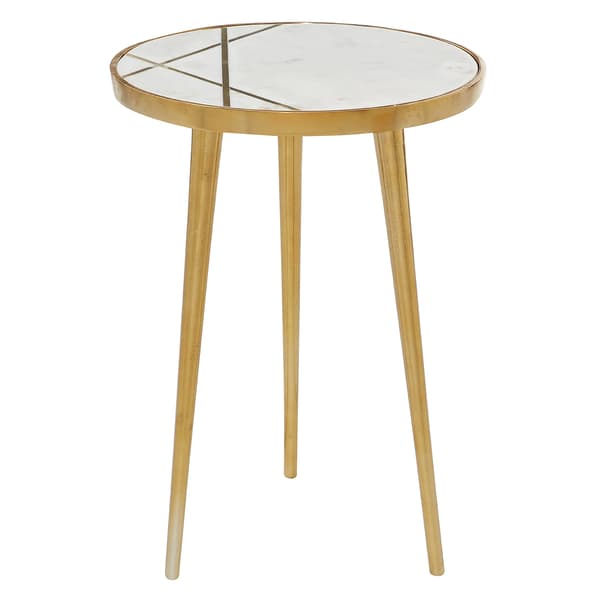 9th & Pike&#40;R&#41; Round Light Marble End Table
