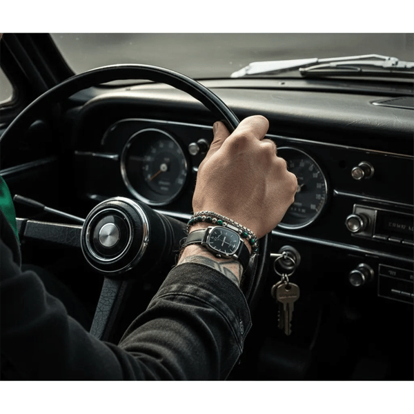 Mens Iron Saints Green Stone Chain Bracelet
