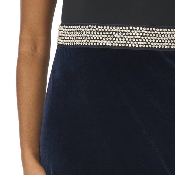 Womens MSK Rhinestone Waist Velvet Midi Skirt