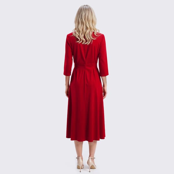 Womens Perceptions 3/4 Sleeve Solid Side Tie Shift Dress