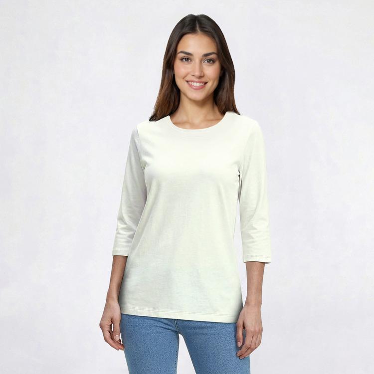 Womens Hasting & Smith 3/4 Sleeve Solid Round Neck Tee