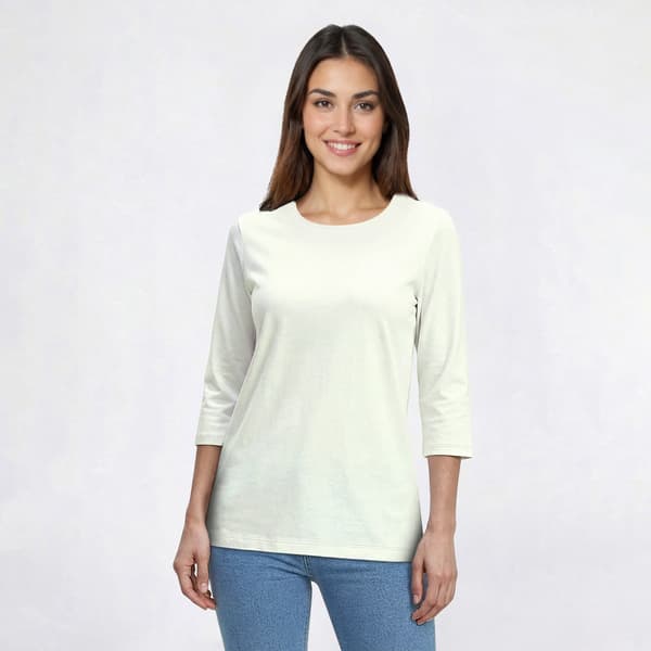 Womens Hasting & Smith 3/4 Sleeve Solid Round Neck Tee