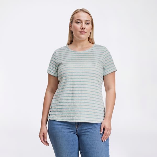 Plus Size Napa Valley Short Sleeve Stripe Jacquard Blouse