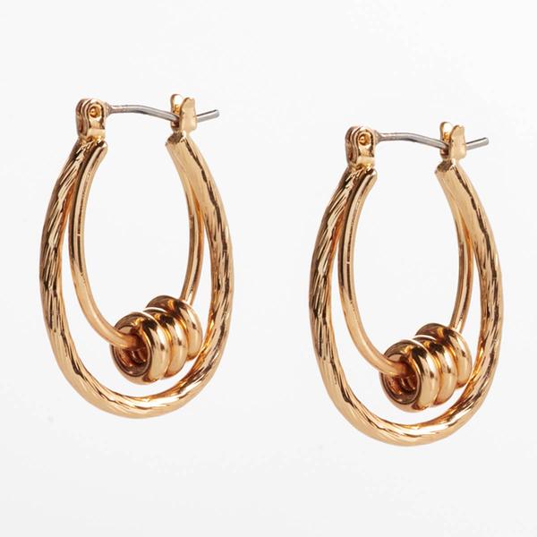 Design Collection Gold-Tone Double Hoop Earrings - image 