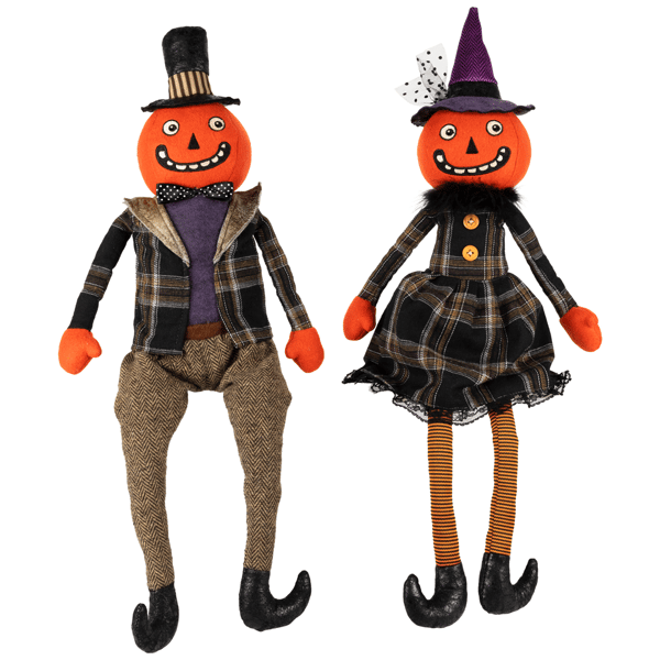 Northlight Jack-O-Lantern Couple Halloween Figures - Set of 2