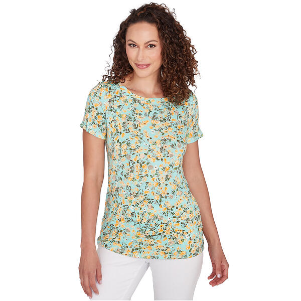 Womens Skye''s The Limit Soft Side Printed Short Sleeve Top - image 