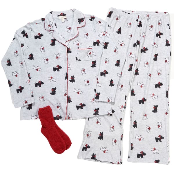 Womens Laura Ashley® Scottie Dog Notch Collar Pajama Set - Boscov's