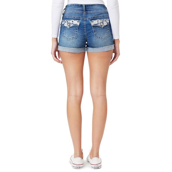 Juniors Wallflower Luscious Curvy Mid Rise Bling Denim Shorts
