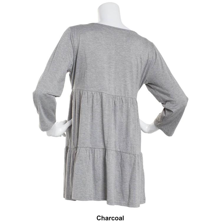 Womens Times Two Bracelet Sleeve Solid Tiered Waist Maternity Top