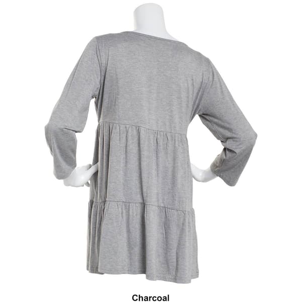 Womens Times Two Bracelet Sleeve Solid Tiered Waist Maternity Top