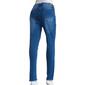 Womens Bleu Denim Asymmetrical Hem 5 Pocket Skinny Jeans - image 2