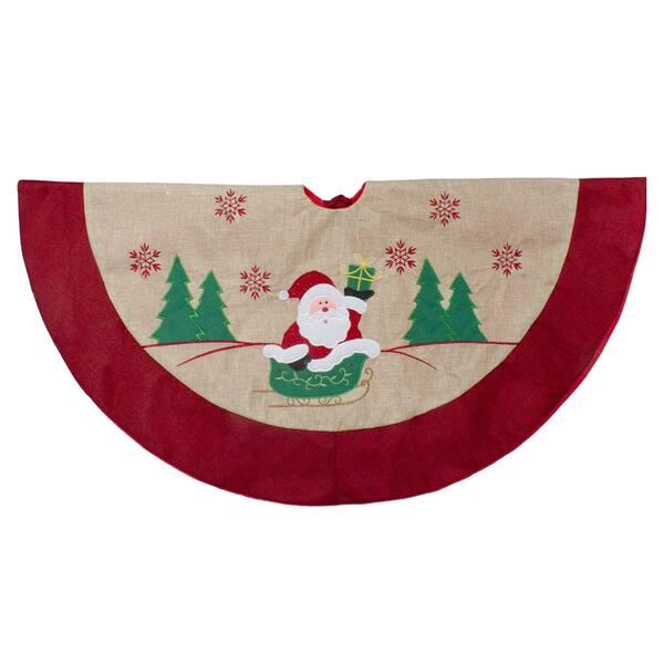Northlight Seasonal 36in. Santa Embroidered Christmas Tree Skirt - image 