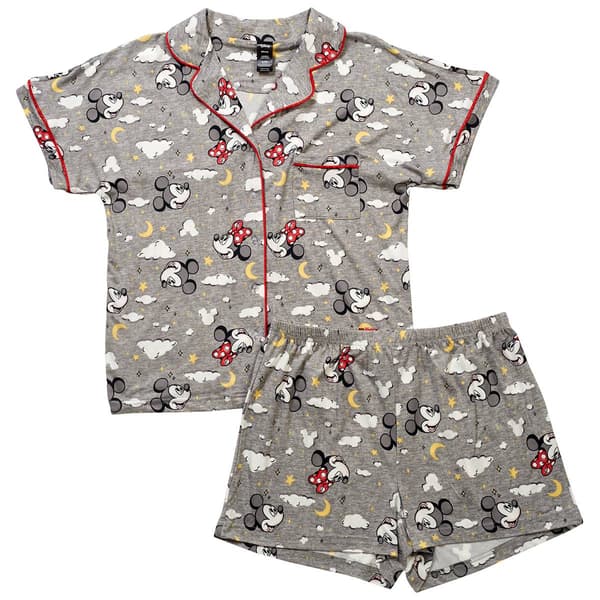 Juniors Disney Mickey & Minnie Starry Night Pajama Short Set