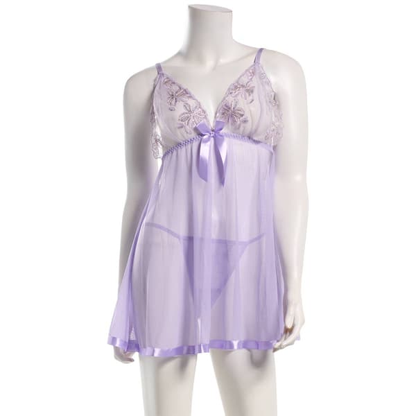 Womens Spree Intimates Pearl Lace & Mesh Babydoll 22242A - image 