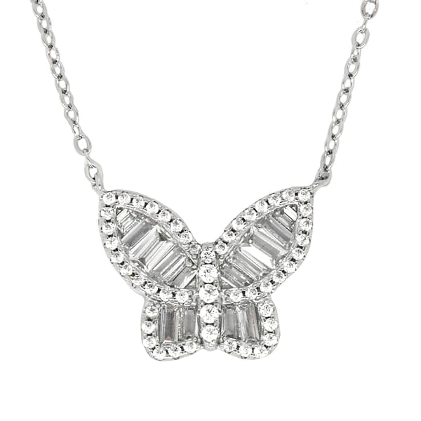 Sterling Silver Butterfly Pendant Necklace - image 