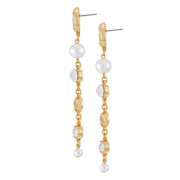 GUESS Logo Medallion Gold-Tone Dangle Earrings