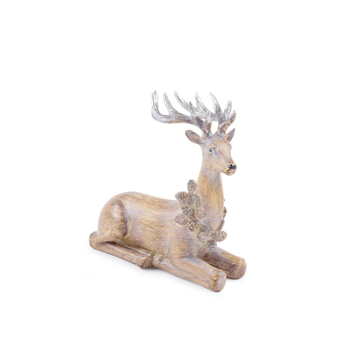 Melrose Glittered Deer with Wreath Figurine - Set of 2