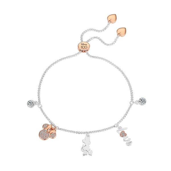 Shine Minnie Mouse Love Cubic Zirconia Bezel Bolo Bracelet