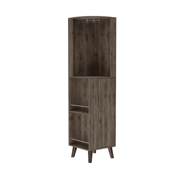 FM FURNITURE Quinn Dark Brown Corner Bar Cabinet