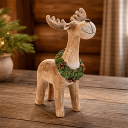 Melrose 11.5in. Whimsical Reindeer Figurine with Wreath