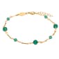 1928 Gold Tone Green Beaded Chain Anklet - image 1