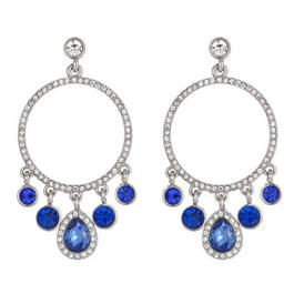 Roman Color Social Sapphire Crystal Chandelier Post Earrings
