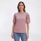 Womens Love Scarlet Short Puff Sleeve Solid Blouse - image 1