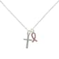 Breast Cancer Awareness Cross & Ribbon Rhinestone Charm Necklace - image 1