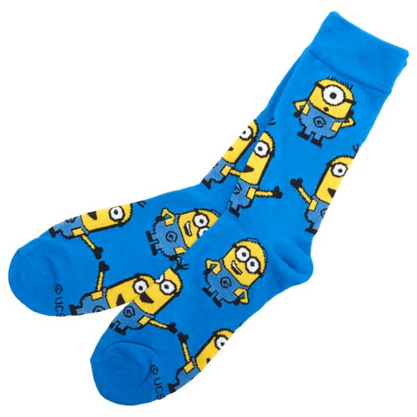 Mens Crazy Socks Minions Crew Socks - image 