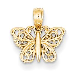 Unisex Gold Classics(tm) Yellow-Gold Filigree Butterfly Pendant